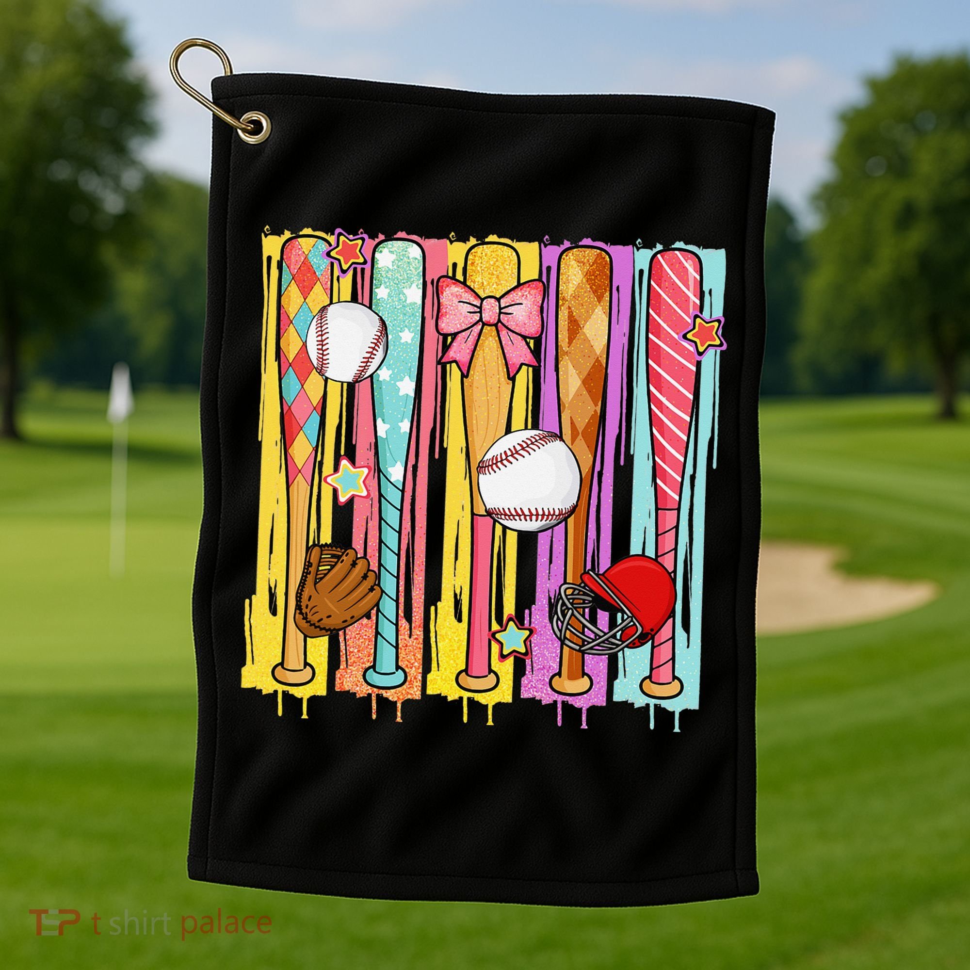 Baseball Dripping Ice Cream Drip Baseball Season Golf Towel