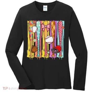 Baseball Dripping Ice Cream Drip Baseball Season Women's Long Sleeve Shirt