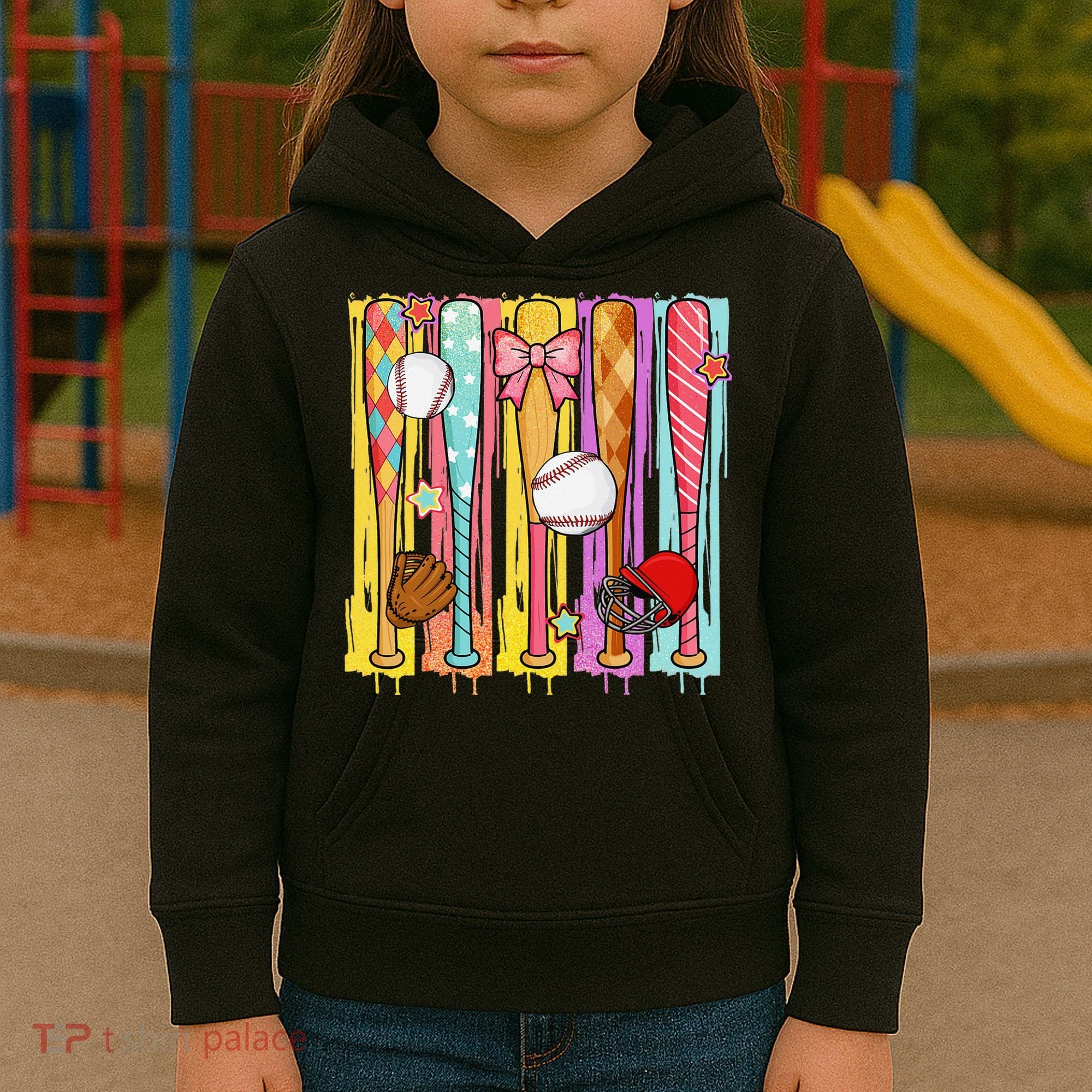Baseball Dripping Ice Cream Drip Baseball Season Kids Hoodie