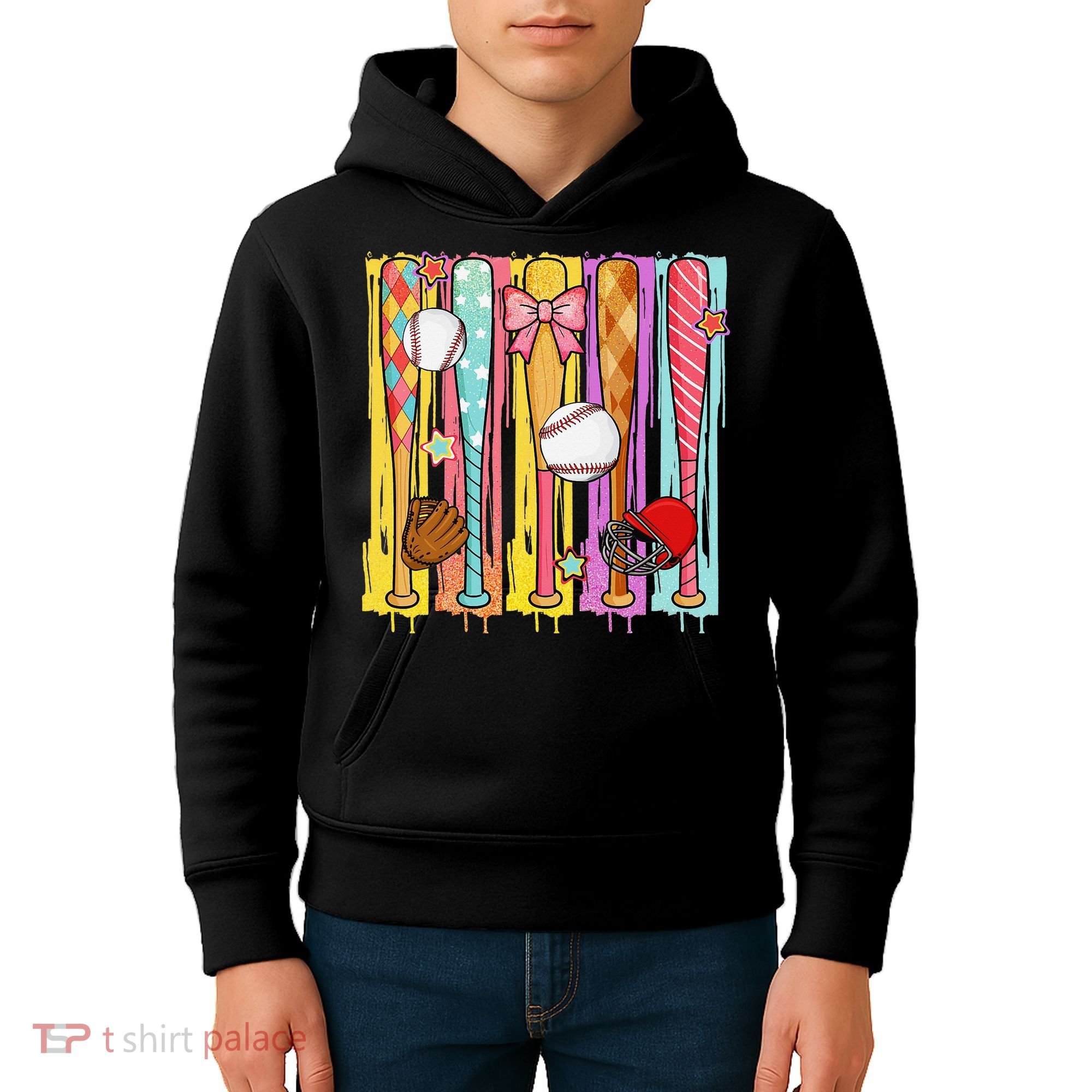 Baseball Dripping Ice Cream Drip Baseball Season Kids Hoodie