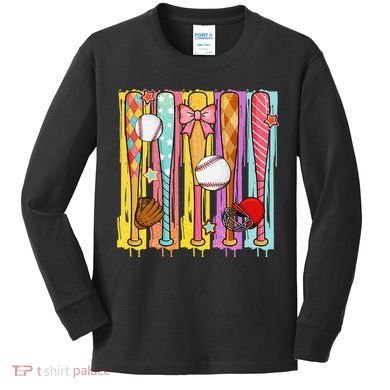 Baseball Dripping Ice Cream Drip Baseball Season Kids Long Sleeve Shirt
