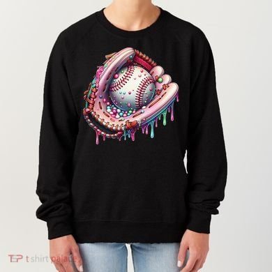 Baseball Drip Ice Cream Sprinkles Baseball Glove Women's Sweatshirt