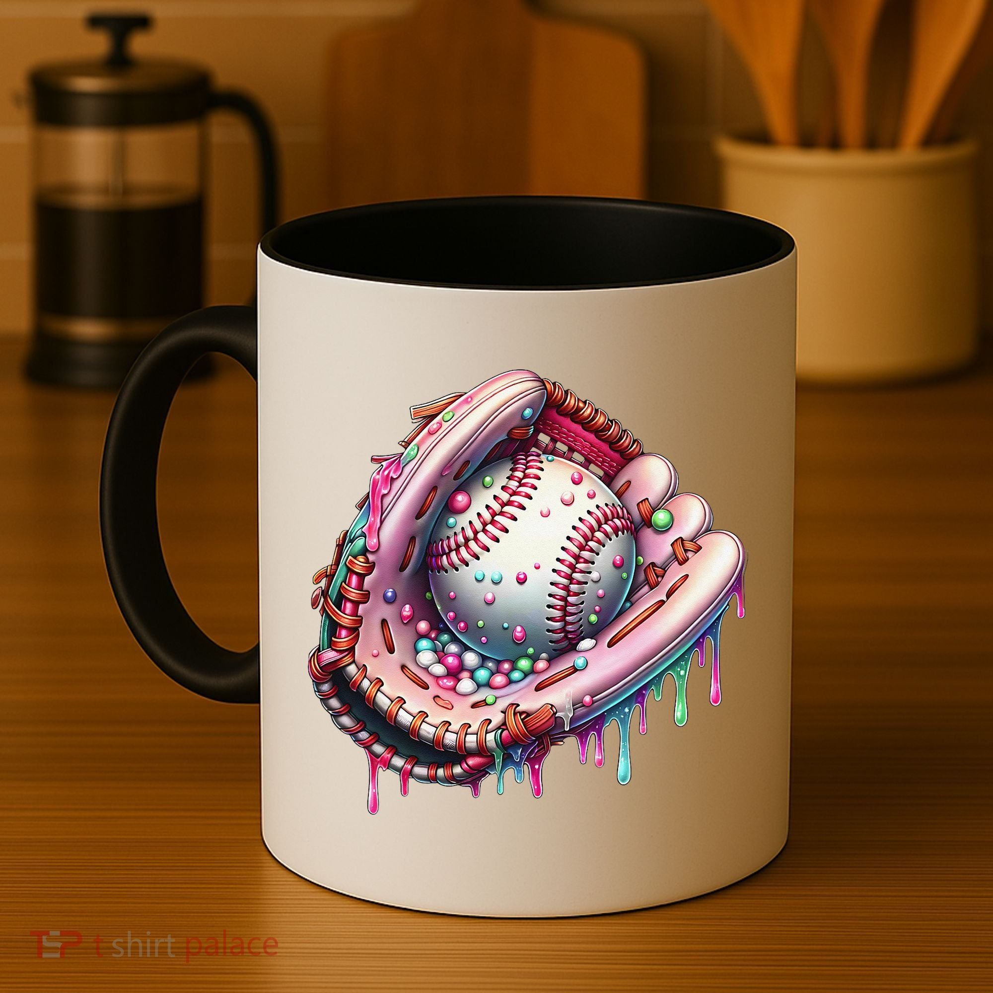 Baseball Drip Ice Cream Sprinkles Baseball Glove Coffee Mug