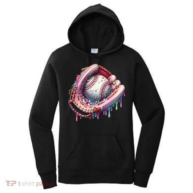 Baseball Drip Ice Cream Sprinkles Baseball Glove Women's Hoodie