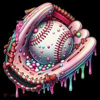 Baseball Drip Ice Cream Sprinkles Baseball Glove Women's Hoodie thumb 2