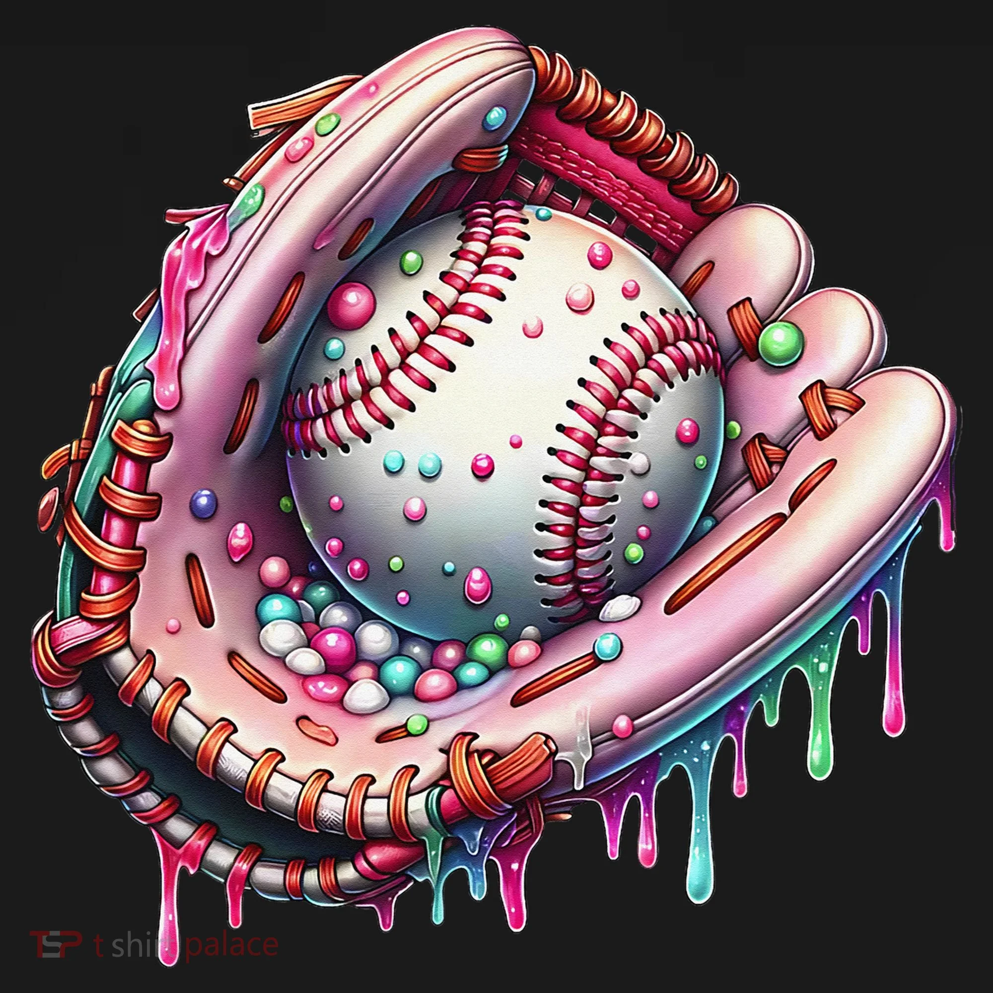 Baseball Drip Ice Cream Sprinkles Baseball Glove Ornament