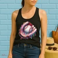 Baseball Drip Ice Cream Sprinkles Baseball Glove Women's Tank Top thumb 2