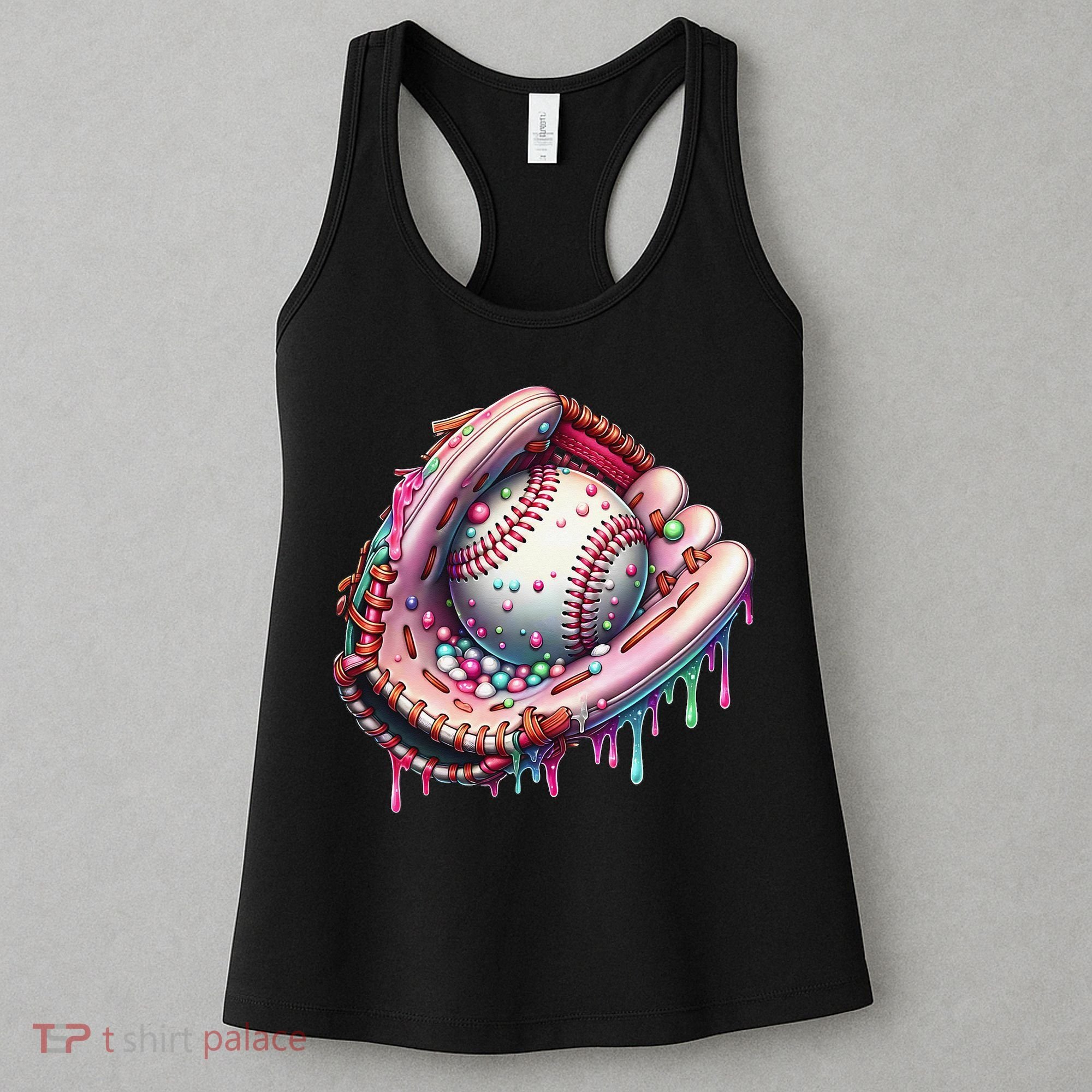 Baseball Drip Ice Cream Sprinkles Baseball Glove Women's Tank Top