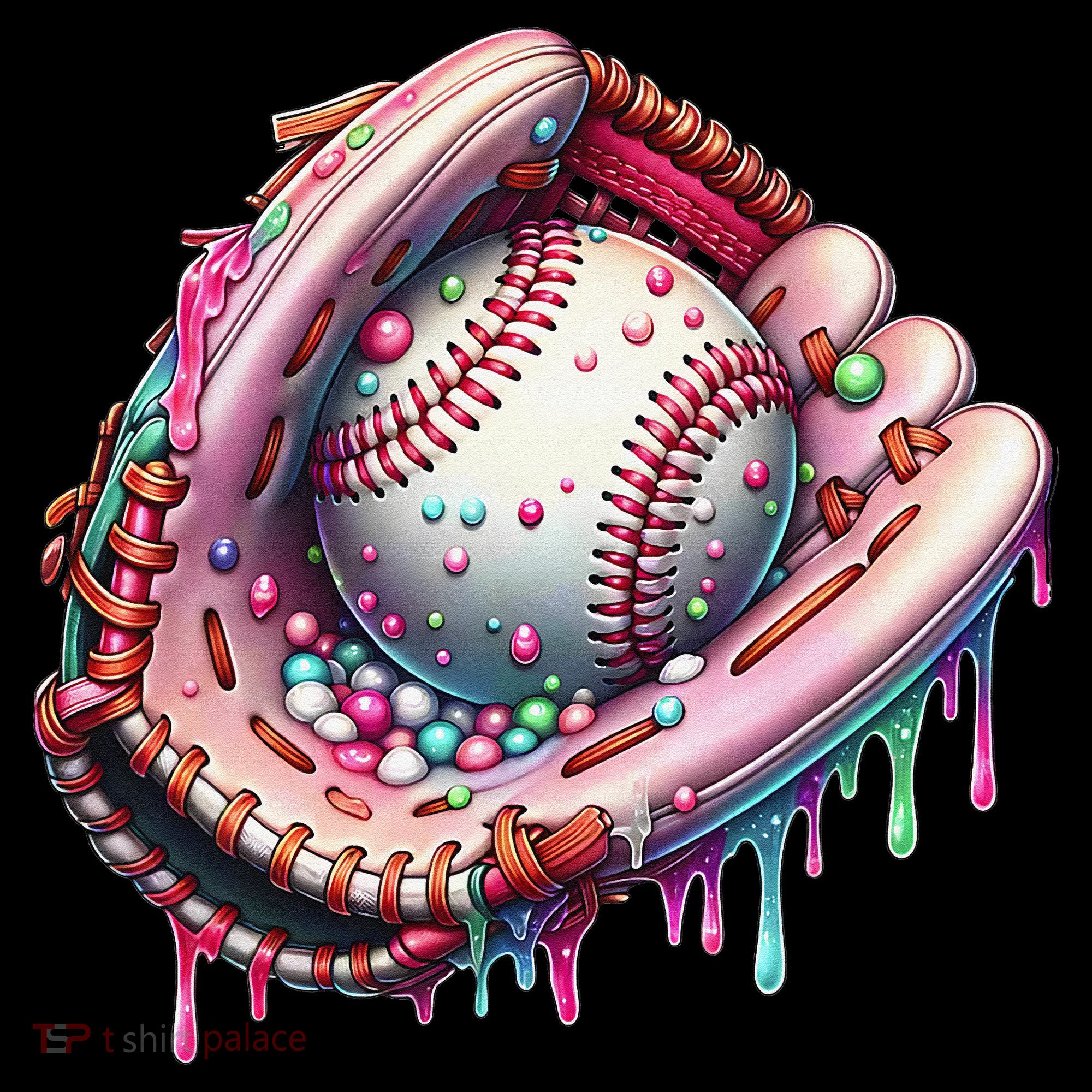 Baseball Drip Ice Cream Sprinkles Baseball Glove Women's Tank Top