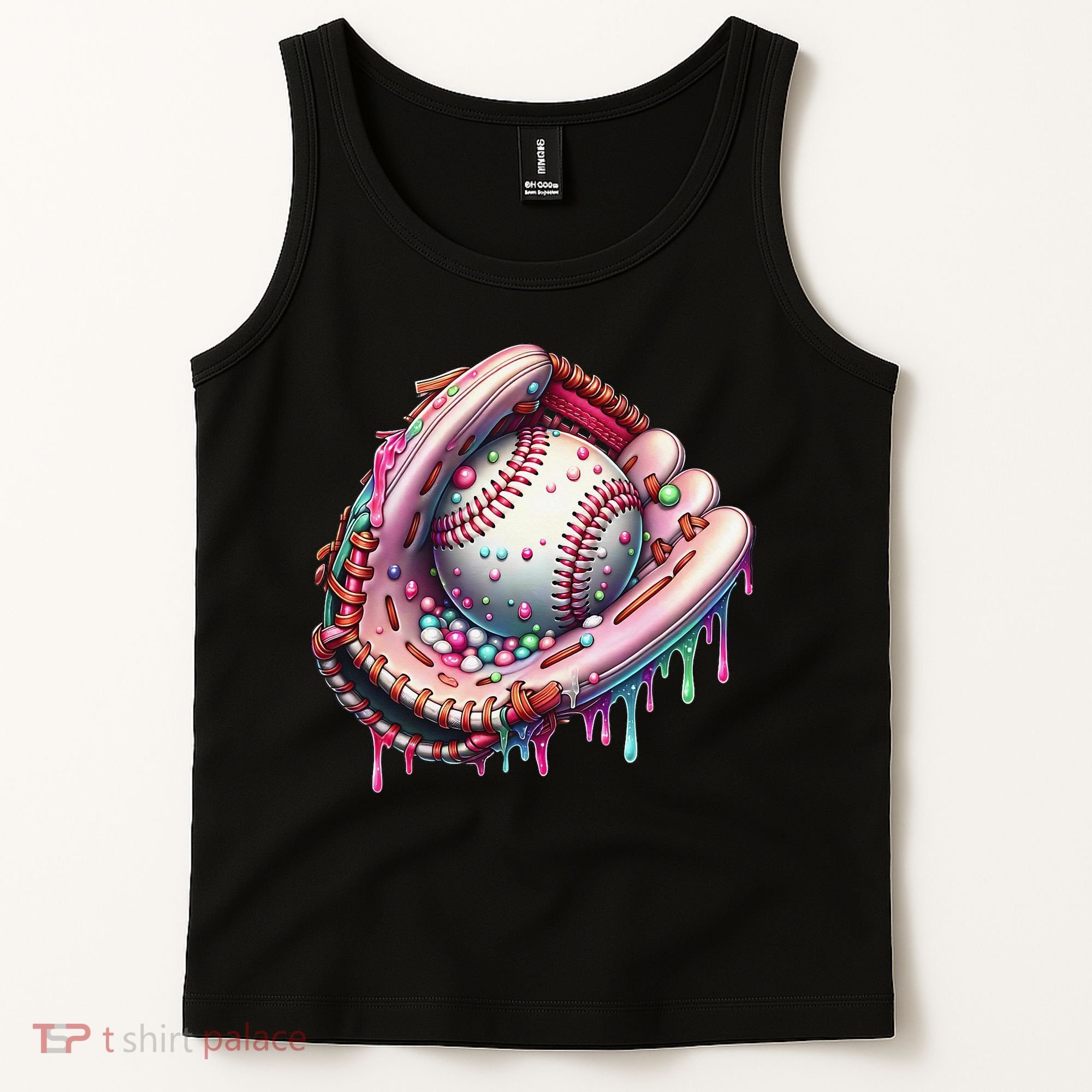 Baseball Drip Ice Cream Sprinkles Baseball Glove Tank Top