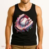 Baseball Drip Ice Cream Sprinkles Baseball Glove Tank Top thumb 3