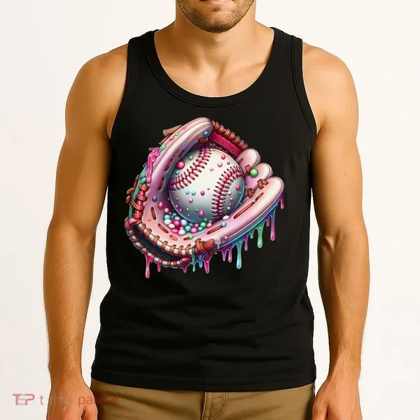 Baseball Drip Ice Cream Sprinkles Baseball Glove Tank Top