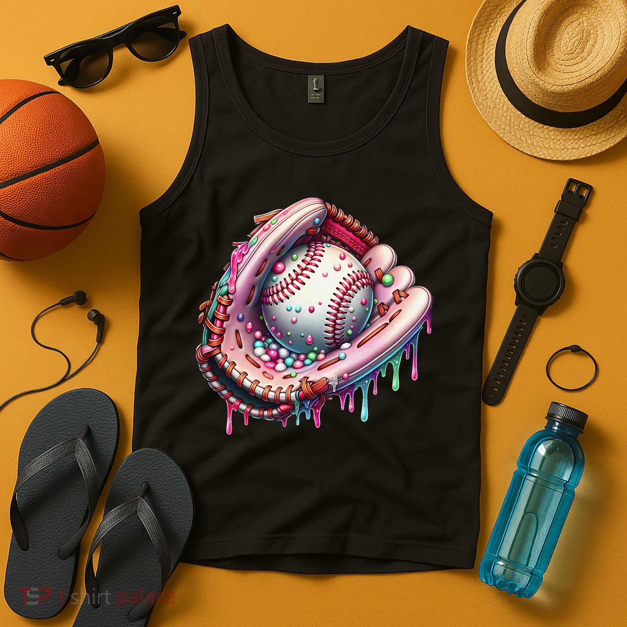 Baseball Drip Ice Cream Sprinkles Baseball Glove Tank Top