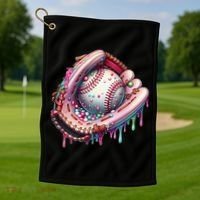 Baseball Drip Ice Cream Sprinkles Baseball Glove Golf Towel thumb 1