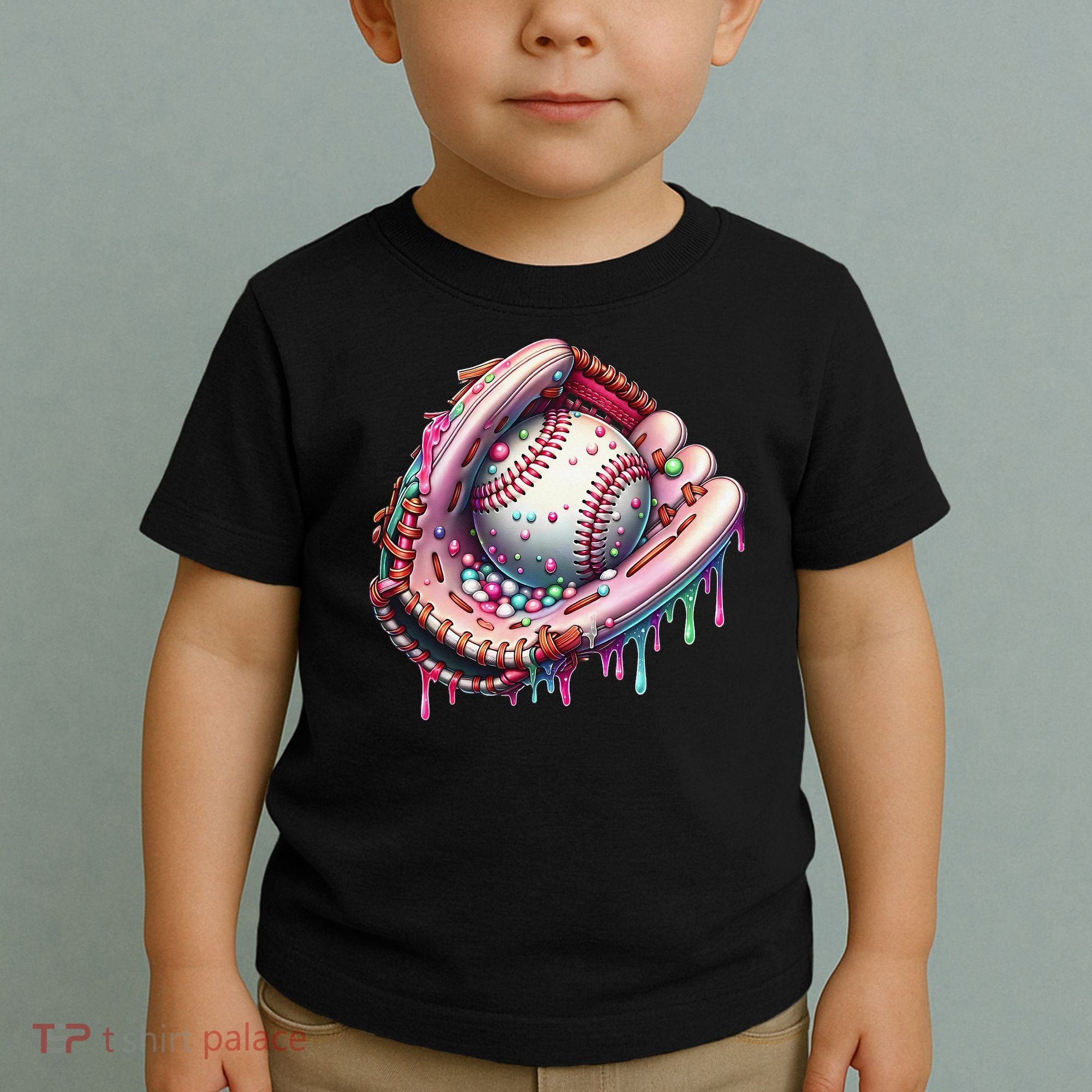 Baseball Drip Ice Cream Sprinkles Baseball Glove Toddler T-Shirt