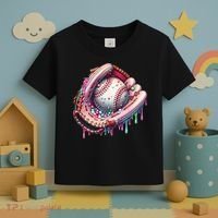 Baseball Drip Ice Cream Sprinkles Baseball Glove Toddler T-Shirt thumb 3