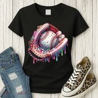 Baseball Drip Ice Cream Sprinkles Baseball Glove Women's T-Shirt thumb 3