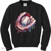 Baseball Drip Ice Cream Sprinkles Baseball Glove Kids Sweatshirt thumb 0