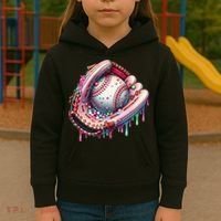 Baseball Drip Ice Cream Sprinkles Baseball Glove Kids Hoodie thumb 3