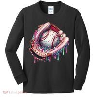 Baseball Drip Ice Cream Sprinkles Baseball Glove Kids Long Sleeve Shirt thumb 0