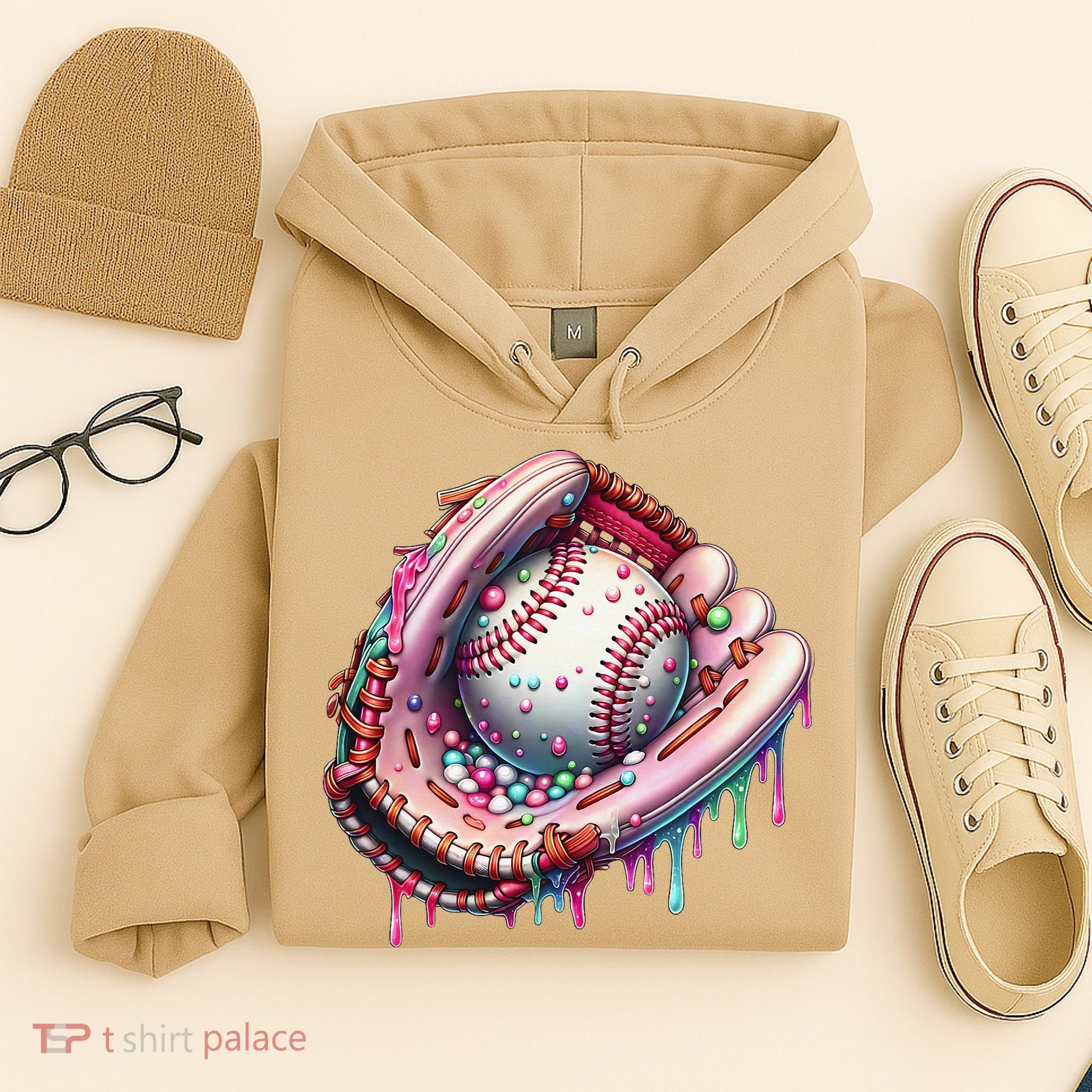 Baseball Drip Ice Cream Sprinkles Baseball Glove Hoodie