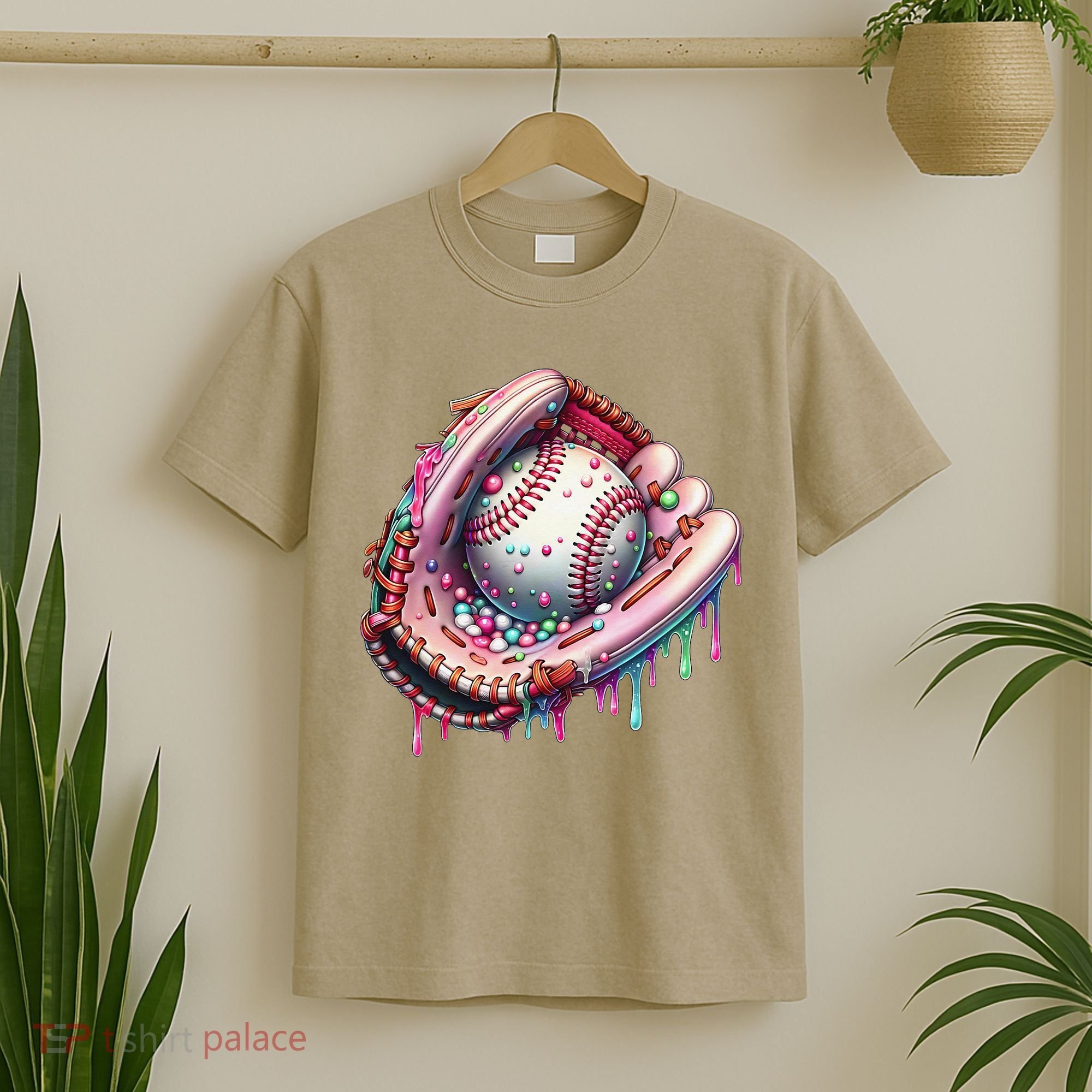 Baseball Drip Ice Cream Sprinkles Baseball Glove T-Shirt