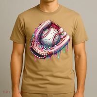Baseball Drip Ice Cream Sprinkles Baseball Glove T-Shirt thumb 3
