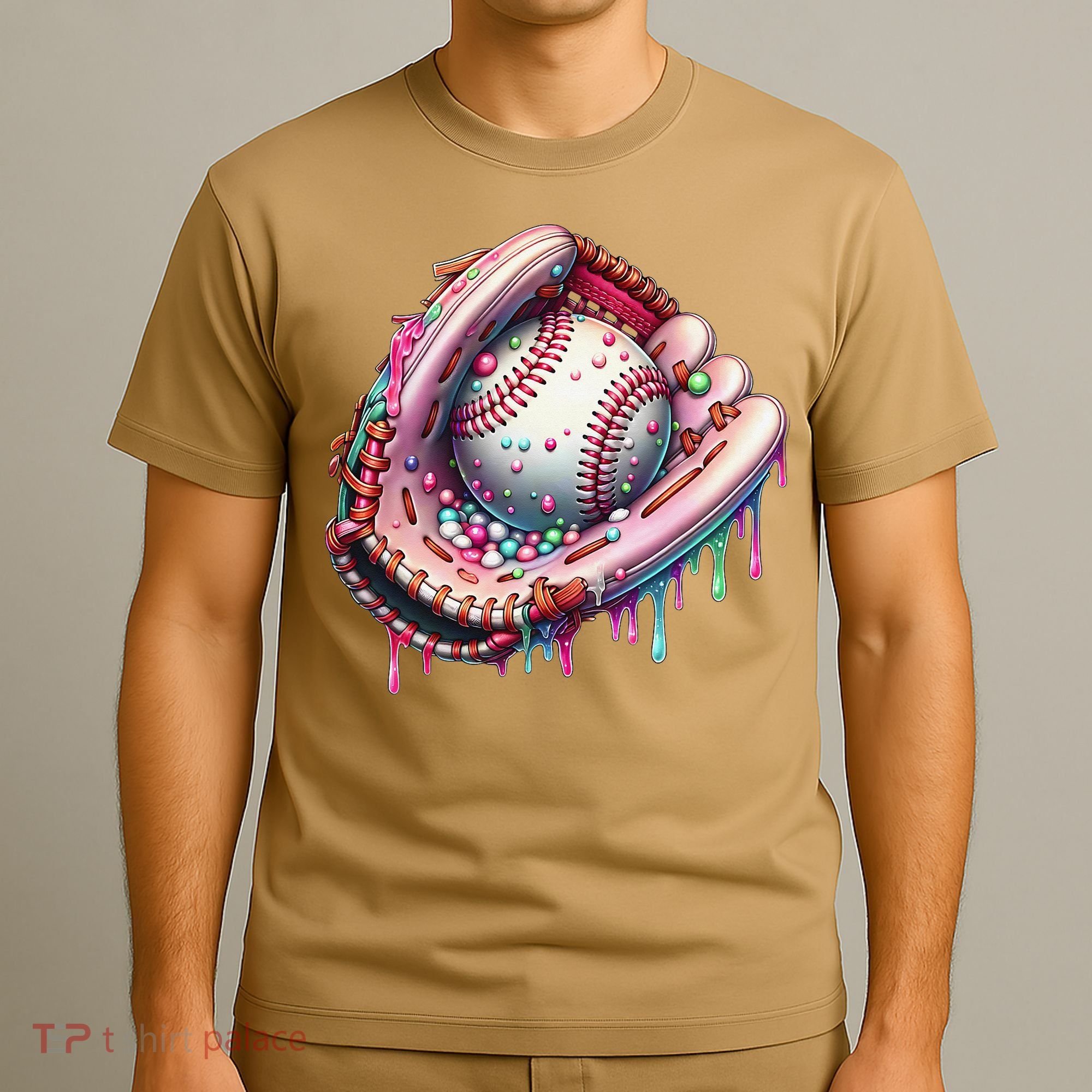 Baseball Drip Ice Cream Sprinkles Baseball Glove T-Shirt