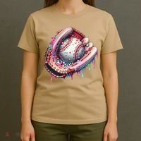 Baseball Drip Ice Cream Sprinkles Baseball Glove T-Shirt thumb 4