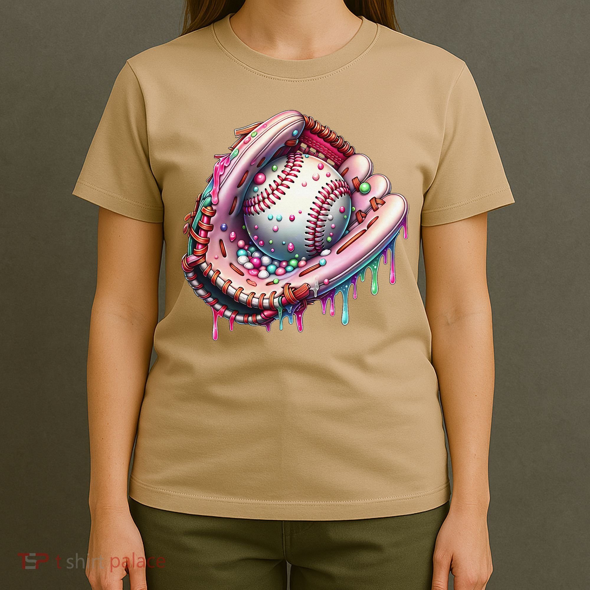 Baseball Drip Ice Cream Sprinkles Baseball Glove T-Shirt