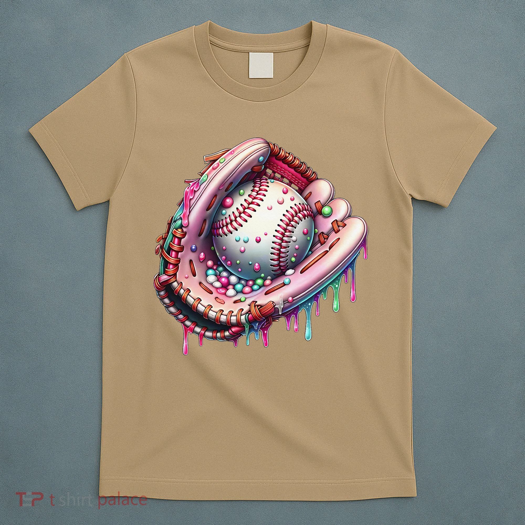 Baseball Drip Ice Cream Sprinkles Baseball Glove T-Shirt