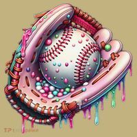 Baseball Drip Ice Cream Sprinkles Baseball Glove T-Shirt thumb 7
