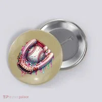 Baseball Drip Ice Cream Sprinkles Baseball Glove Button thumb 0