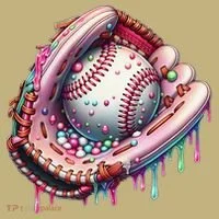Baseball Drip Ice Cream Sprinkles Baseball Glove Button thumb 1