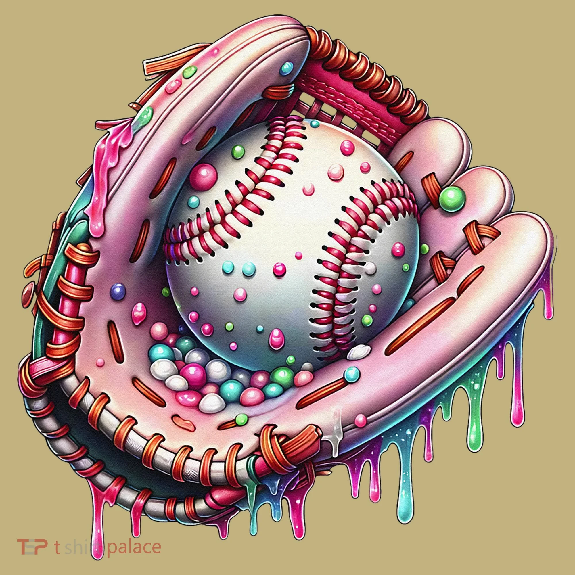 Baseball Drip Ice Cream Sprinkles Baseball Glove Button