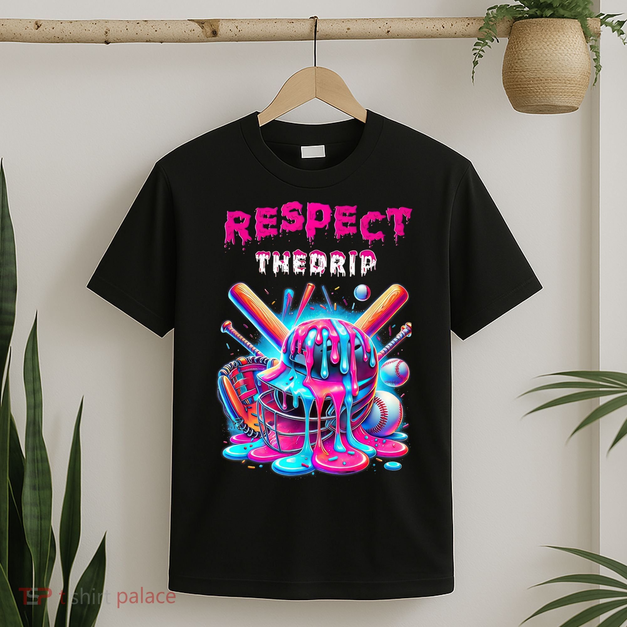 Baseball Drip Ice Cream Dripping Respect Drip Teen Boy Girl  T-Shirt