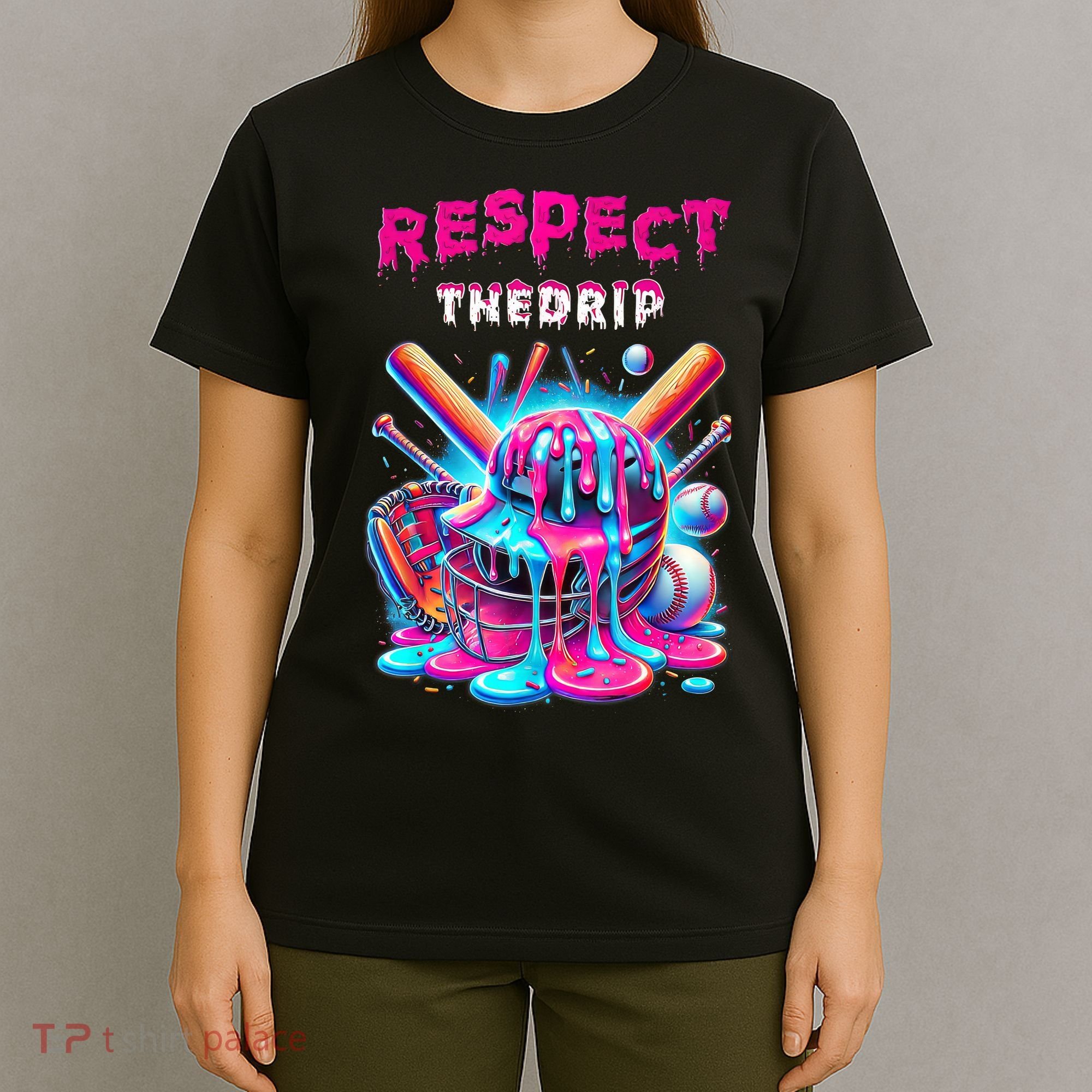 Baseball Drip Ice Cream Dripping Respect Drip Teen Boy Girl  T-Shirt