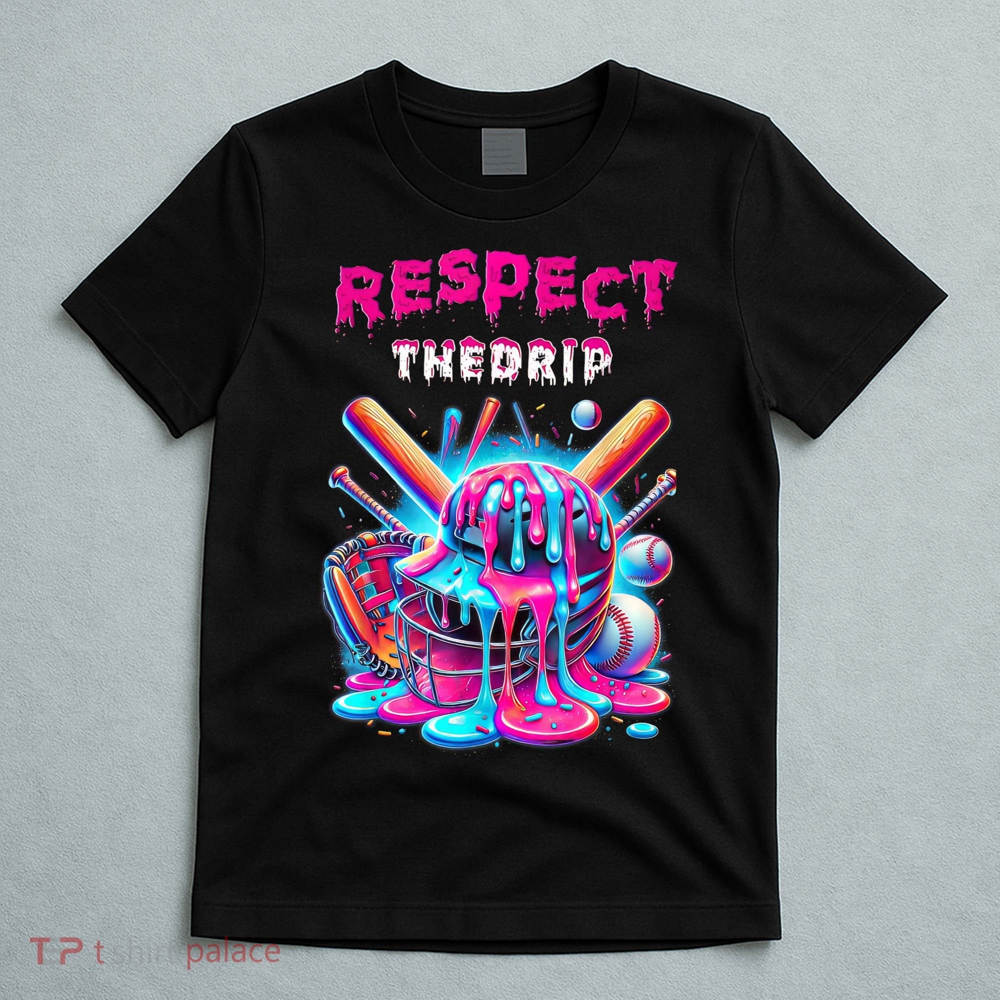 Baseball Drip Ice Cream Dripping Respect Drip Teen Boy Girl  T-Shirt