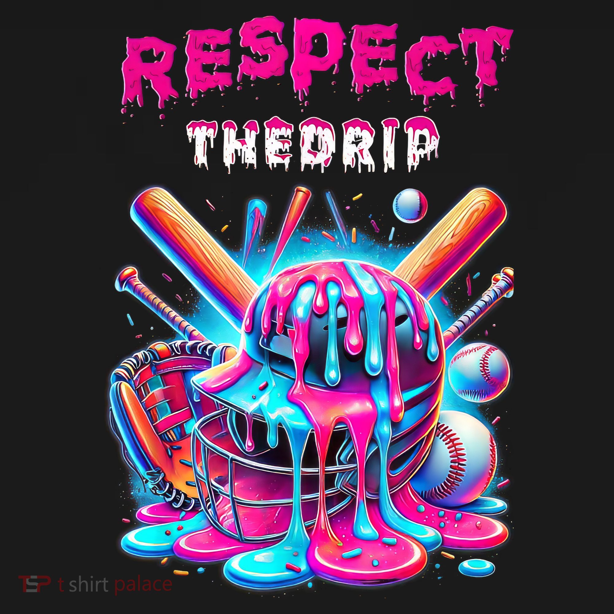 Baseball Drip Ice Cream Dripping Respect Drip Teen Boy Girl  Women's Hoodie