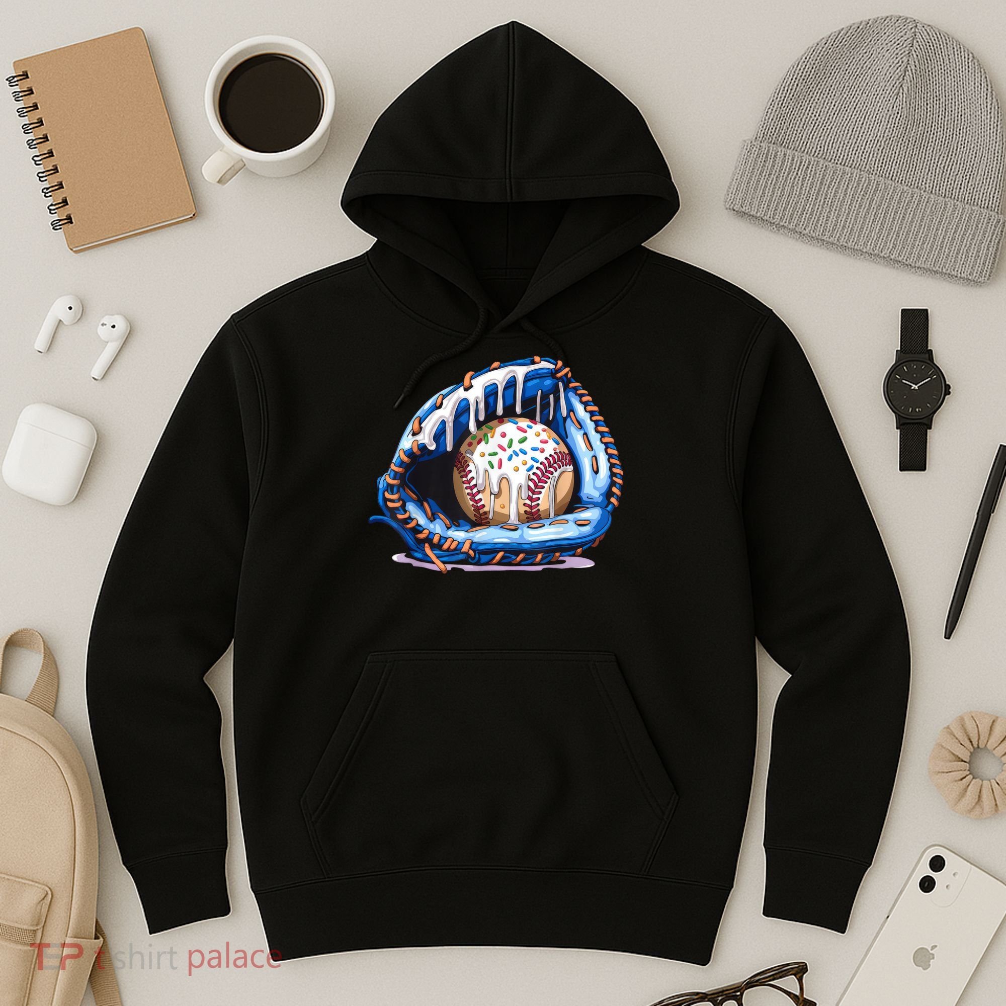 Baseball Drip Ice Cream Sprinkles Baseball Glove  Hoodie