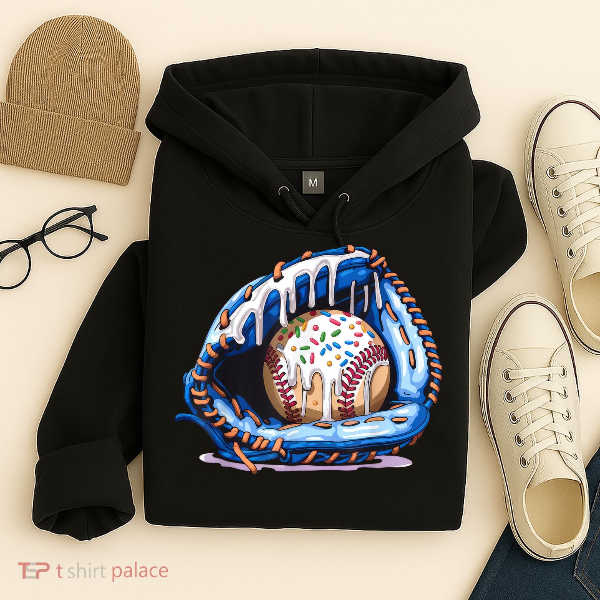Baseball Drip Ice Cream Sprinkles Baseball Glove  Hoodie