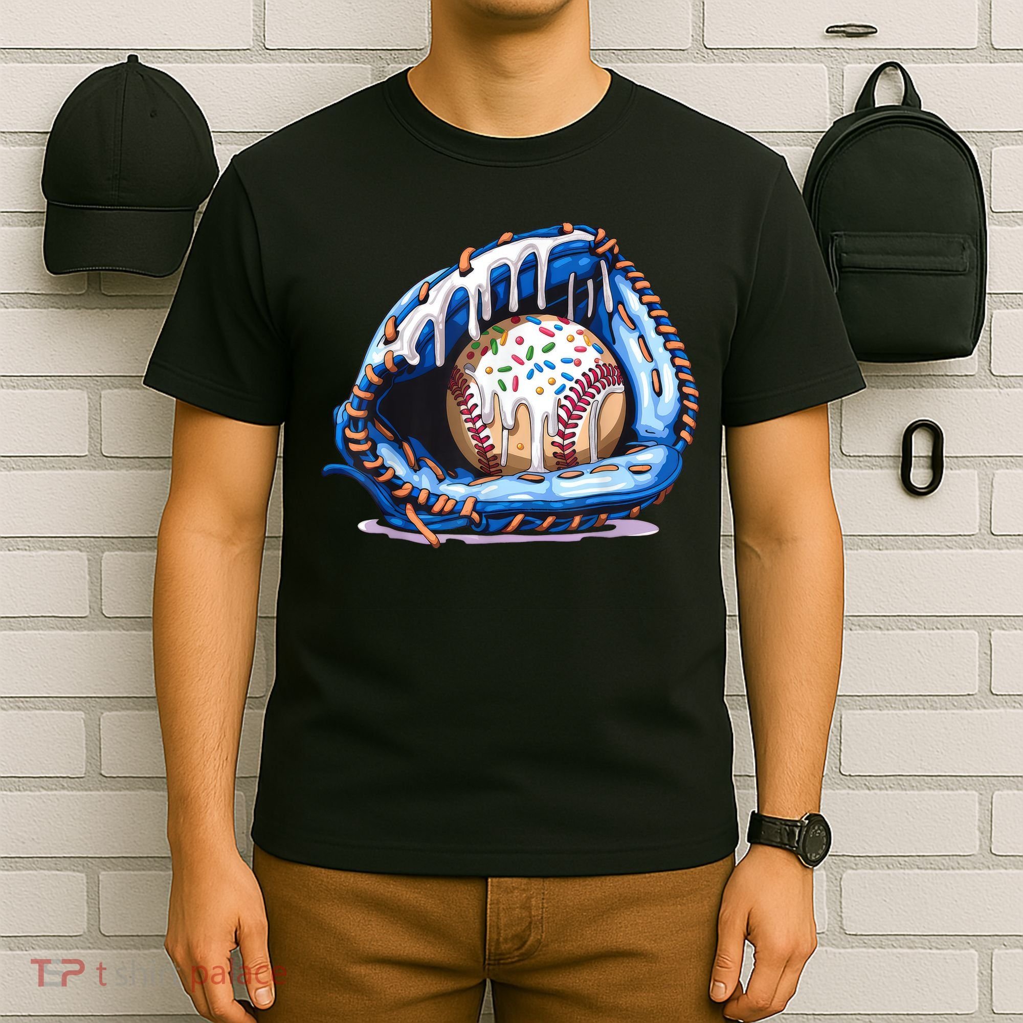 Baseball Drip Ice Cream Sprinkles Baseball Glove  T-Shirt