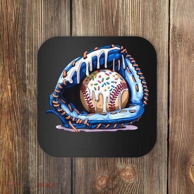 Baseball Drip Ice Cream Sprinkles Baseball Glove  Coaster