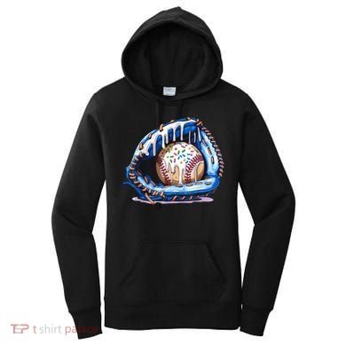 Baseball Drip Ice Cream Sprinkles Baseball Glove  Women's Hoodie