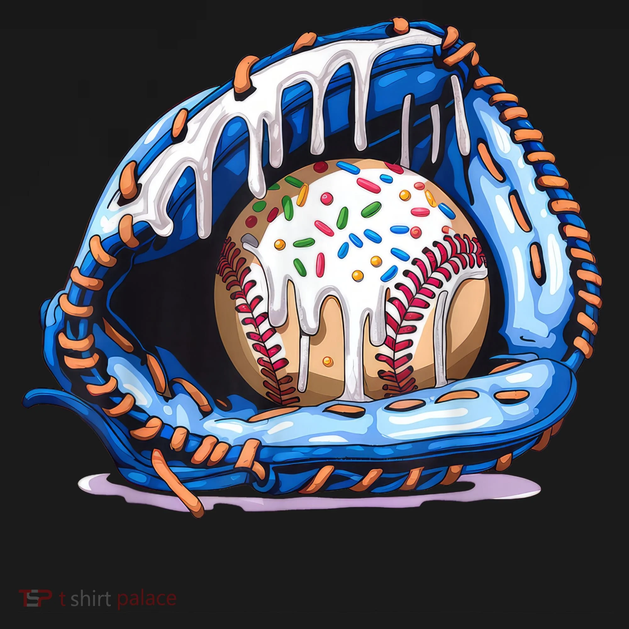 Baseball Drip Ice Cream Sprinkles Baseball Glove  Ornament
