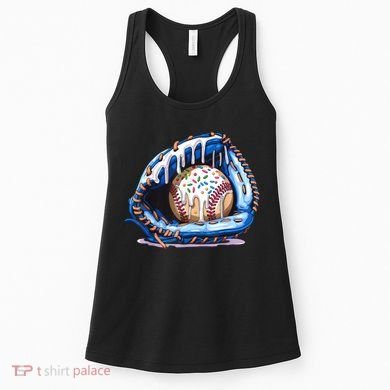Baseball Drip Ice Cream Sprinkles Baseball Glove  Women's Tank Top