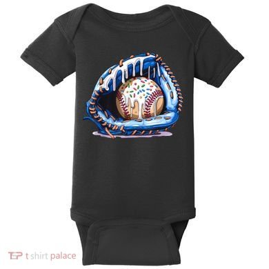 Baseball Drip Ice Cream Sprinkles Baseball Glove  Baby Bodysuit