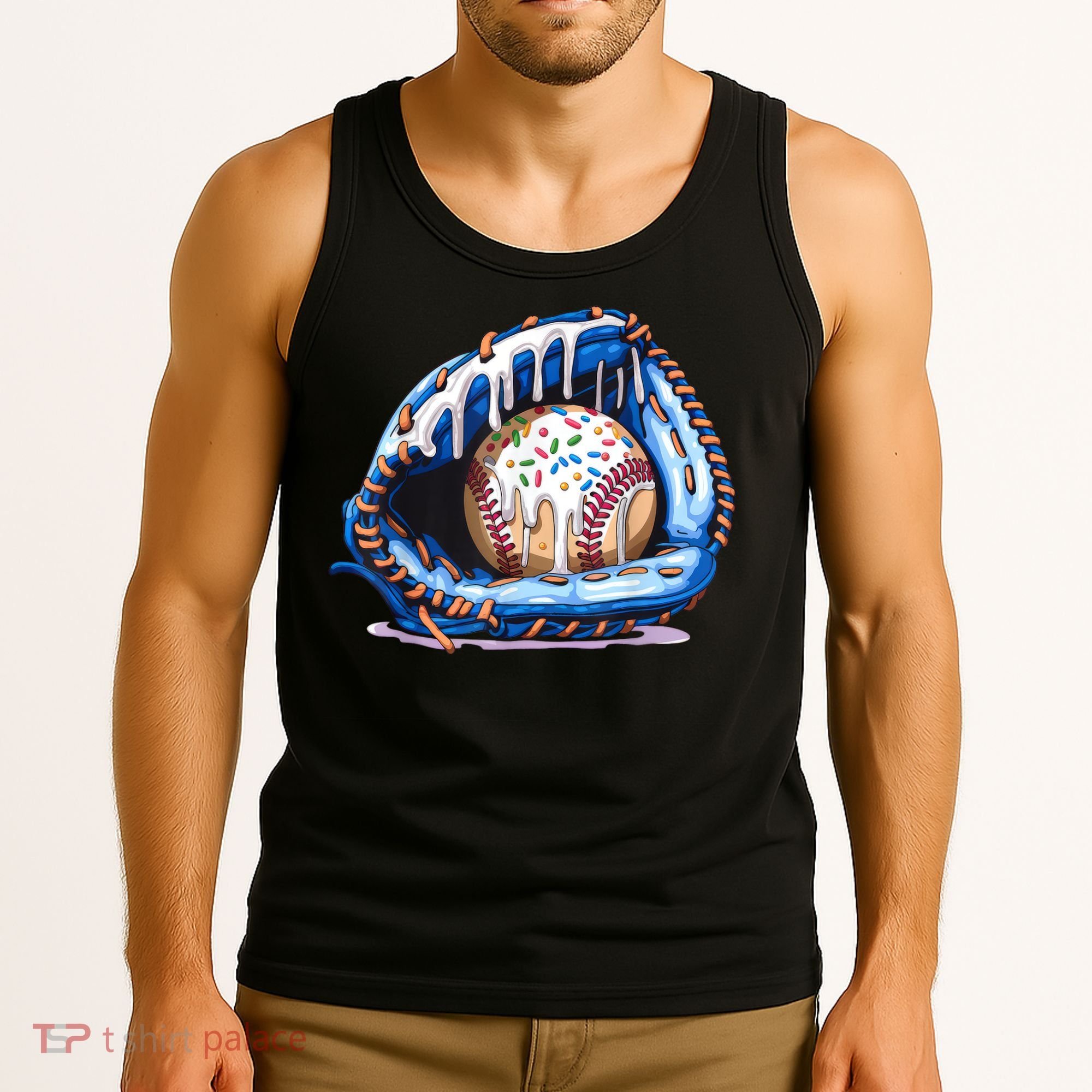 Baseball Drip Ice Cream Sprinkles Baseball Glove  Tank Top