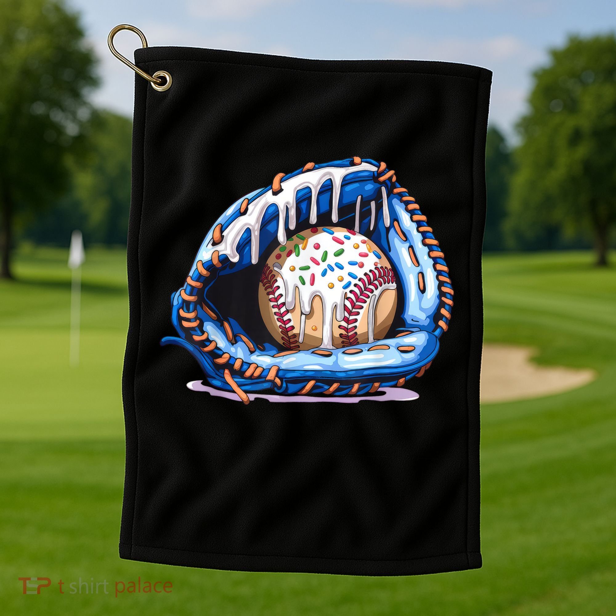 Baseball Drip Ice Cream Sprinkles Baseball Glove  Golf Towel