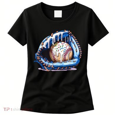 Baseball Drip Ice Cream Sprinkles Baseball Glove  Women's T-Shirt